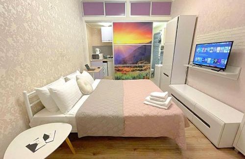 Sukhinovka Apartment | Лавандовий світанок Однокімнатна квартира біля ЦУМу в центрі Полтави Мережа AlexApartments Документи для відряджень Безконтатне заселення 24-7