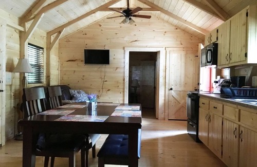 Sissonville Cabin | 2BR/1BA Amish Built Cabin Located on Pond at Rippling Waters Campground