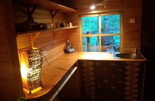 St Gervais sur Mare Cabin | a hidden hut with a terrace overlooking the forest