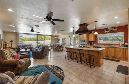 Desert Foothills North House | Acre+ lot, country quiet, city close, pool can be heated, BBQ, pond, firepit.