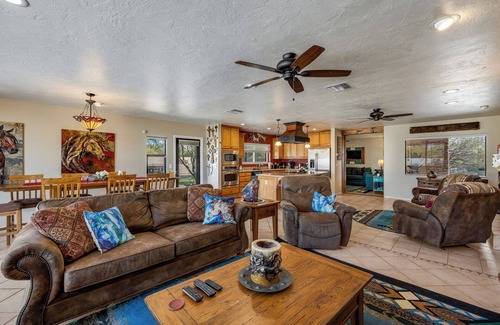 Desert Foothills North House | Acre+ lot, country quiet, city close, pool can be heated, BBQ, pond, firepit.