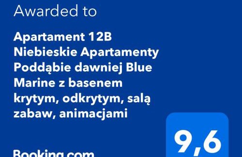 Poddabie Apartment | Apartament 12B Niebieskie Apartamenty Poddąbie dawniej Blue Marine z basenem krytym, odkrytym, salą zabaw, animacjami