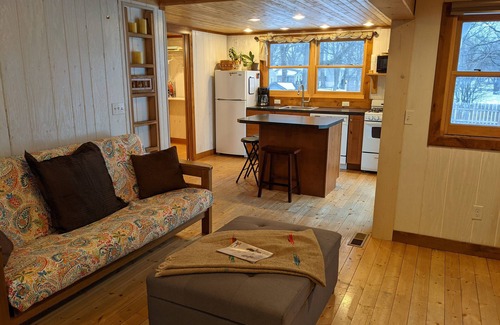 Arnolds Park Cabin | Arnolds Park Cabin with kayaks, bikes, and golf cart