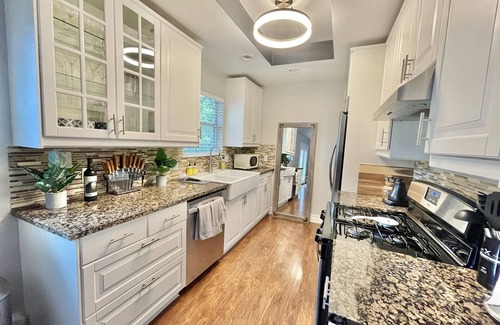 South Manchaca House | Backyard Spa Oasis- hot tub, cold plunge, and outdoor sauna. 10 min to downtown!