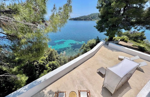 Katsarou Villa | Beachfront Villa in Skiathos with Semi-Private Sandy Beach