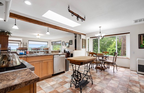 Orick House | Beautiful home with ocean and beach views, wood-burning stove & firepit