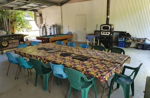 Orchid Beach House | Blue Horizon Orchid Beach Fraser Island open plan living with large BBQ area