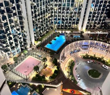 Jadaf Apartment | Burj Khalifa view modern 1BHK with balcony