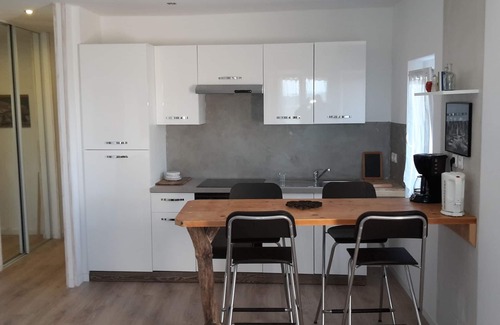 Miramas le Vieux Apartment | Charming house in medieval village with pond view terrace, private parking