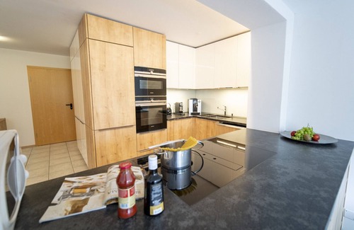 Engadin Scoul Apartment | Chasa Emerita: Modern 3 1/2-room terrace flat with panoramic view