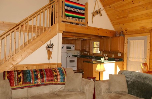 Maggie Valley Cabin | Cozy 2 Bedroom 2 Bath Log Cabin-Pet Friendly, Fenced Yard, Views & Firepit