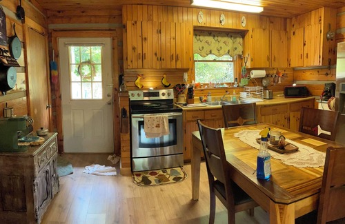Topton Cabin | Cozy cabin for 4, 2 King size beds. Porch with view of lake. Full kitchen.