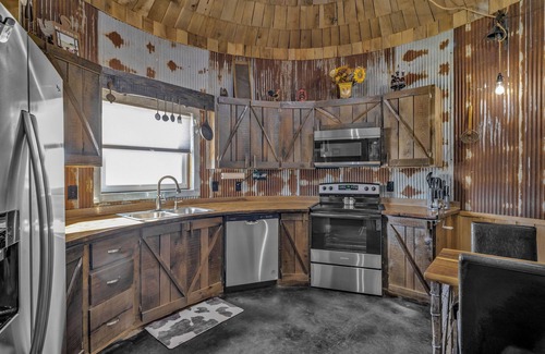 Pineville Cabin | Cozy cabin in charming Pineville with hot tub, 180" movie screen, WiFi, AC