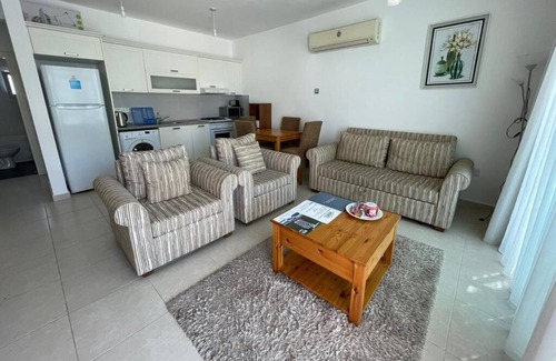 Ghaziveran Apartment | Cozy Mediterranean Flat on Beach, West Coast of Northern Cyprus at Gaziveren