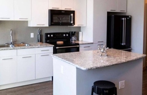 North Central Edmonton Apartment | Cozy Studio: Skyline Views near Churchill Square