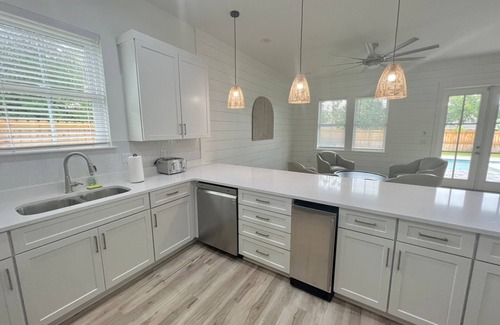 Crystal Beach House | Crystal Beach House for 24 with heated pool, grill, 2 blocks from the beach