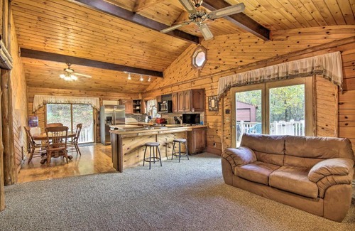 James Creek House | Deck with Private Hot Tub Lakefront Raystown Cabin!