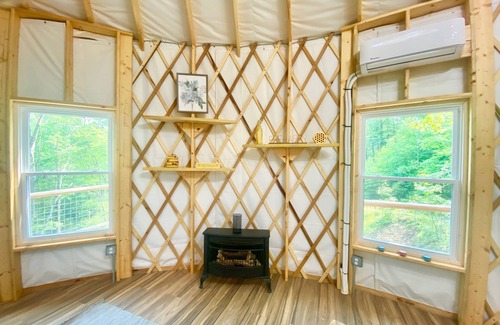 Piper Gap Cabin | Elevated eclectic yurt with wrap-around porch, hot tub, and mountain view!