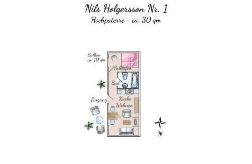 Spiekeroog Apartment | Ferienhaus Nils Holgersson - Wohnung 1