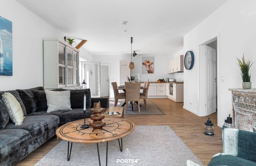 Hedwigenkoog Apartment | Flunder- Moderne Ferienwohnung auf 94 m² mit Balkon und Strandkorb