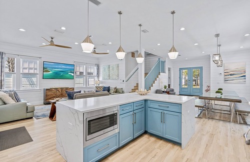Frangista Beach House | Funky Flamingo: Private beach steps away, Heated pool, Golf cart, Game room