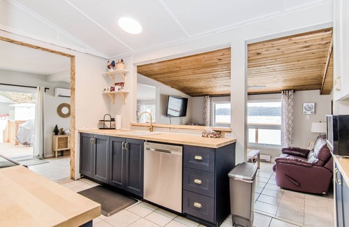 Cayamant Ski Chalet | Incredible view of the lake everywhere with sandy beach!