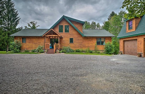 Indian Lake House | Log Cabin Getaway on Double Lot at Indian Lake!
