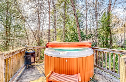 Epworth Cabin | Lovely dog-friendly cabin w/wood-burning stove, private hot tub, & free WiFi