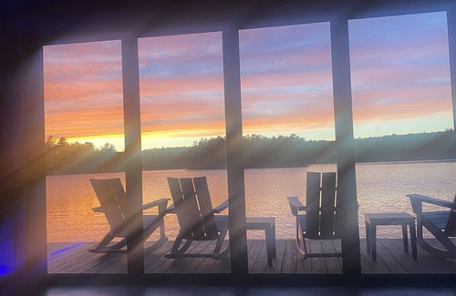Woodgate House | Luxurious/Modern Adirondack home with gorgeous boathouse, sandbar & sunset view