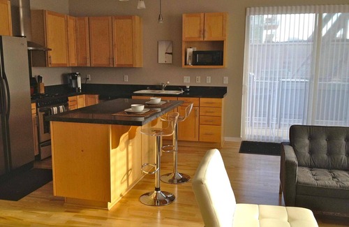 LoDo Condo | Luxury 2-Bed Riverfront Lodo. Great location, large Deck, 77" TV. On the Creek.