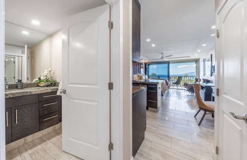 Historic Lahaina Front Street Apartment | LUXURY OCEAN and BEACH FRONT studio in Lahaina Shores. Sunset ocean views!