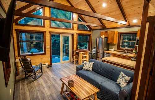 Glenfield Cabin | Mountain River Log Cabin on Otter Creek Scenic Natural Soaking Pool