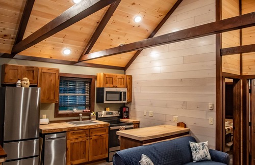 Glenfield Cabin | Mountain River Log Cabin on Otter Creek Scenic Natural Soaking Pool