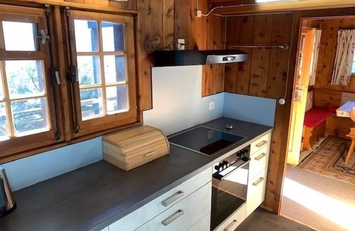 St. Luc Ski Chalet | Outside: three-storey chalet above Saint-Luc, for 7 persons, terrace and balcony with garden furnitu