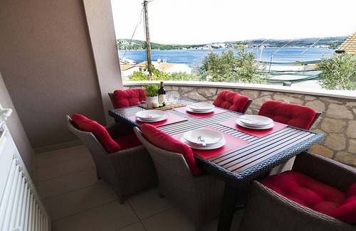 Razanj Apartment | "Perfect runaway"in a quiet bay with sea view and pool relaxing area-app 1 for 5