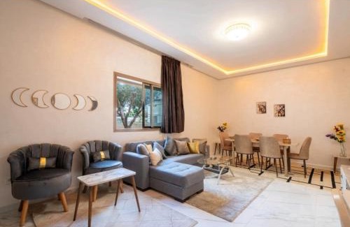 Ain Harrouda Apartment | Premium Romantic 1 Bedroom & Living Room with Swimming pool & Garden view