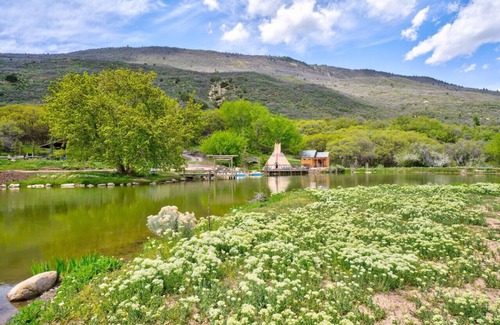 Mount Pleasant Cabin | Private Mtn Lodge w/Fish Pond and Private Hot Tub