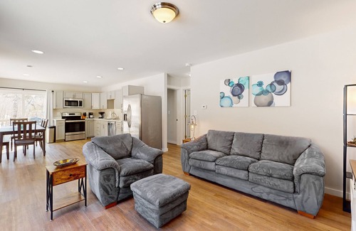 Dedham House | Quiet duplex with private deck, peaceful views, grill, & private W/D