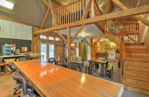 Winona House | Renovated Winona Barn with 2 Decks on 80-Acre Lot!