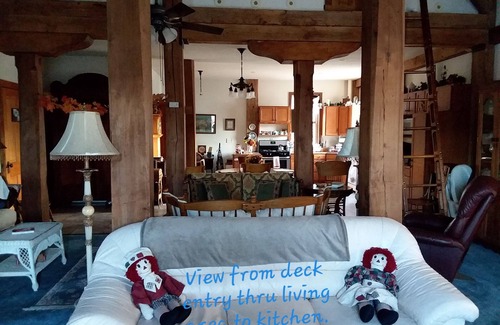 Shell Rock House | River View From Historic Mill's 2nd Floor. Rustic Timber-frame Construction