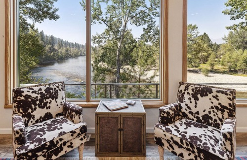 Grantsdale House | Riverfront 4 bed/3bath home on Bitterroot River plus a Pickleball Court