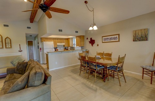 New Braunfels House | Scenic riverfront home on quiet stretch of Guadalupe - waterfall by huge front porch