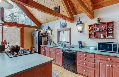 Winhall House | Secluded home with deck, hot tub, wood-burning fireplace, fast WiFi - great view
