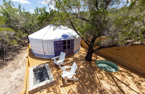 Dripping Springs Cabin | Secluded, Romantic Yurt w/Hot Tub at The Yurtopian - "Amie"
