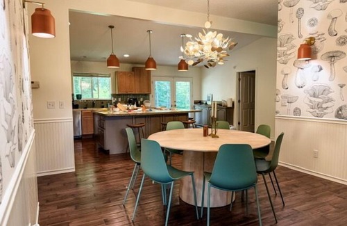 Husum House | Serene location, lawn games, private creek access, partial Mt. Adams view!