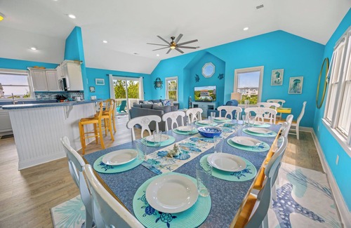 Wind Over Waves House | Soundside Dog Friendly Home with Pool, Hot Tub, Cmty Boat Ramp, and Game Room