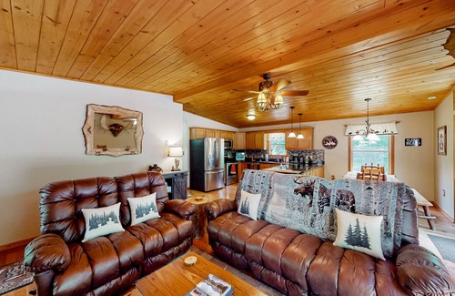 Bloomington House | Spacious forest retreat with grill, firepit, game room, & jacuzzi tub - dogs ok