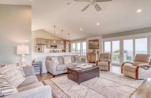 Nelscott House | Spacious, Sky-High Great Room Graces Splendidly Luxurious Ocean-view Craftsman!
