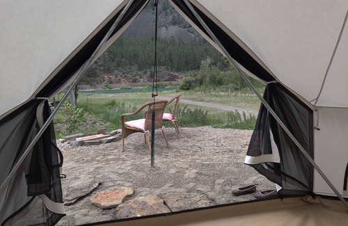 Glacier Country Cabin | Spring Serenity Yurt, glamping just 2 miles from Quinn's Hot Springs Resort!