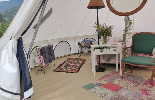 Glacier Country Cabin | Spring Serenity Yurt, glamping just 2 miles from Quinn's Hot Springs Resort!